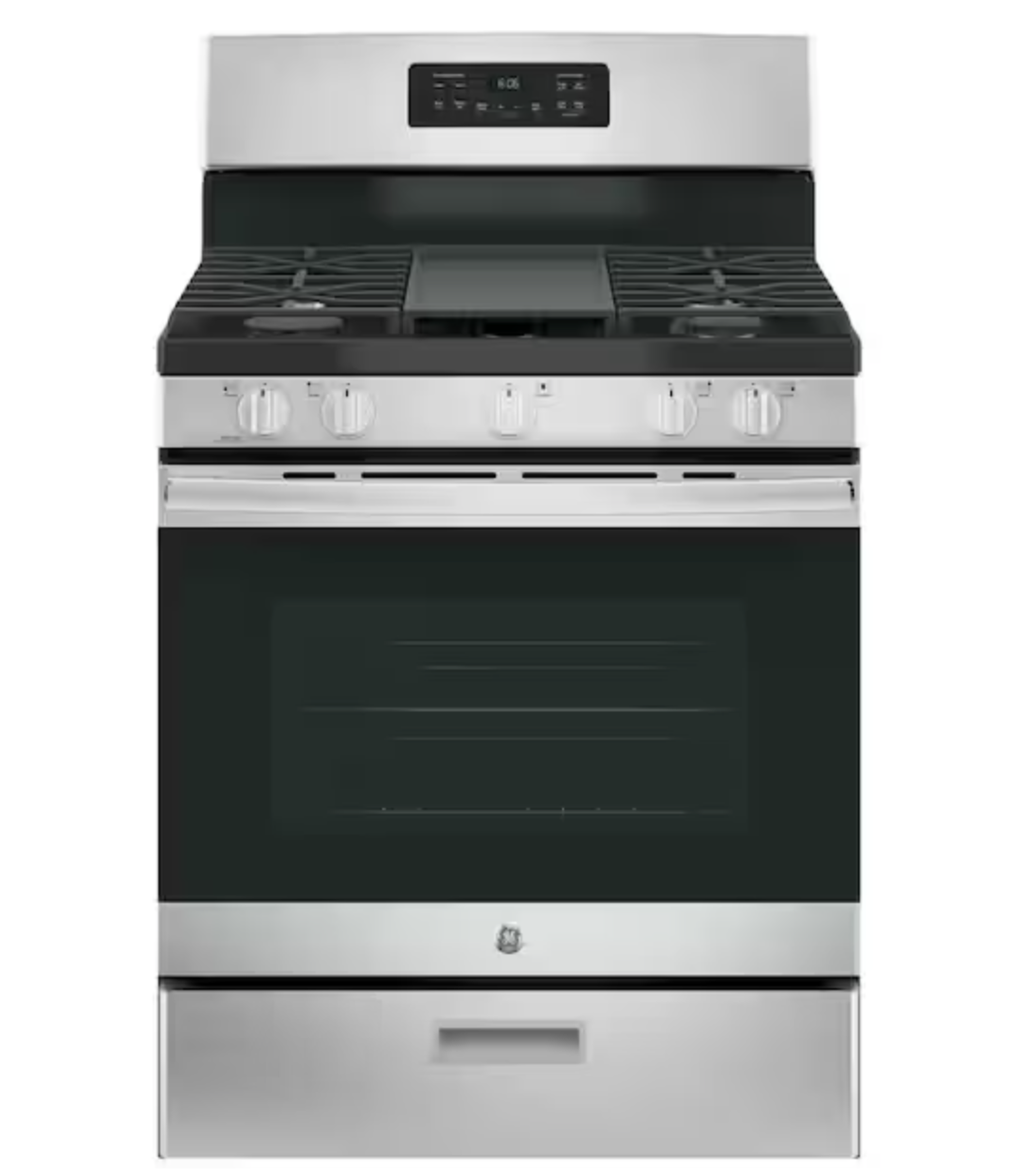 GE 30 in. 5.0 cu. ft. Freestanding Gas Range in Stainless Steel with Griddle-JGBS66REKSS