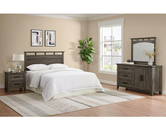 Transitional 4-Piece Bedroom Set with Black Metal Hardware